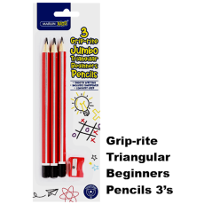 Marlin Jumbo Triangular Pencils 3's + Sharpener